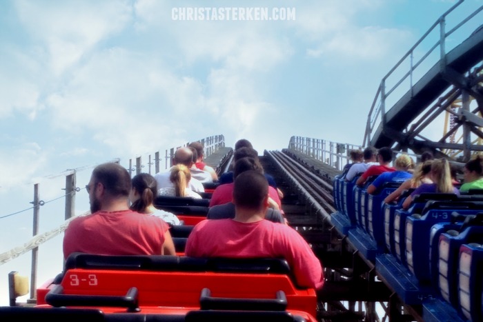 ascending a roller coaster