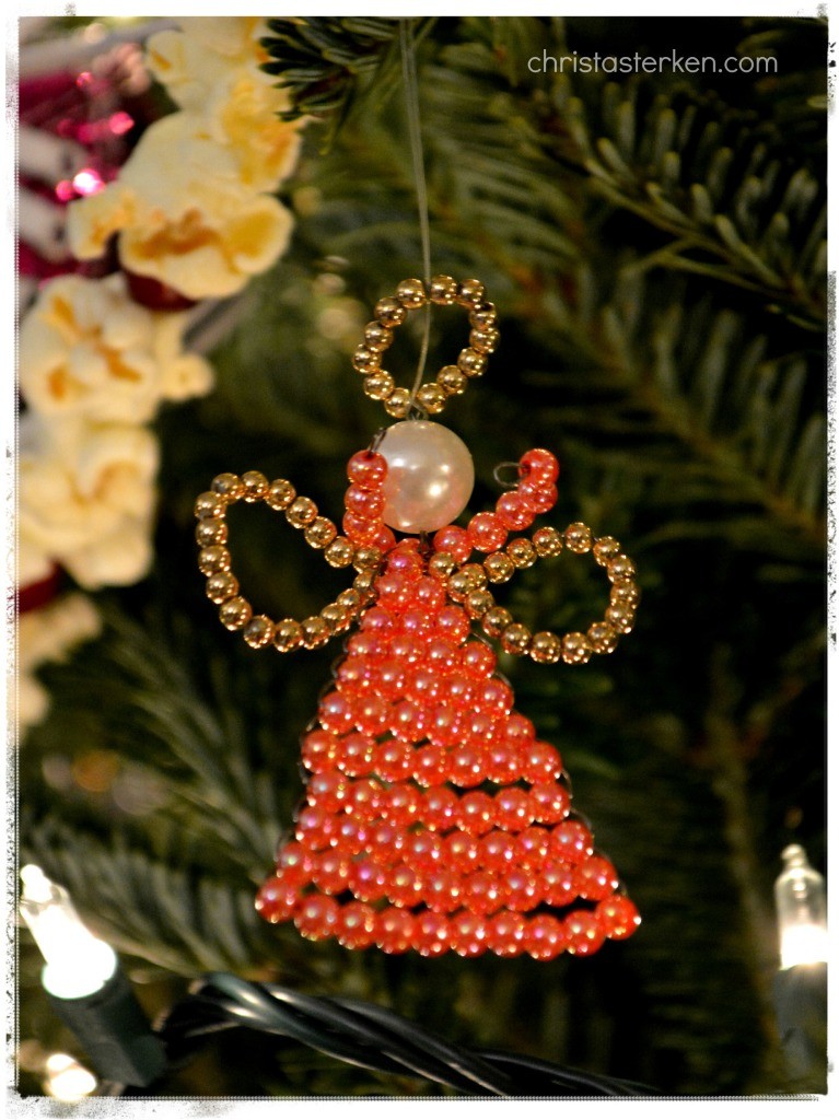 vintage bead angel christmas ornament