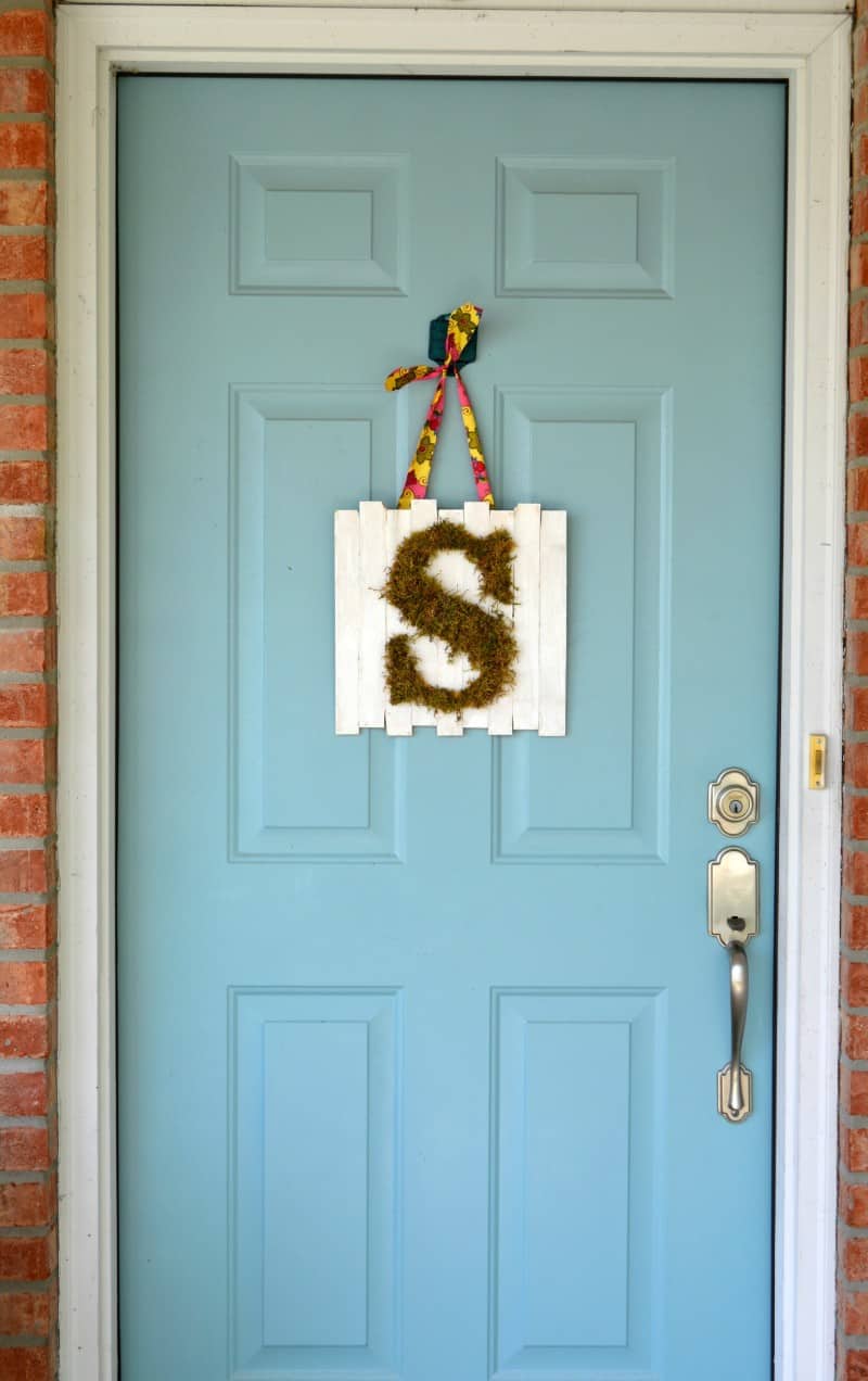 DIY monogram sign on front door