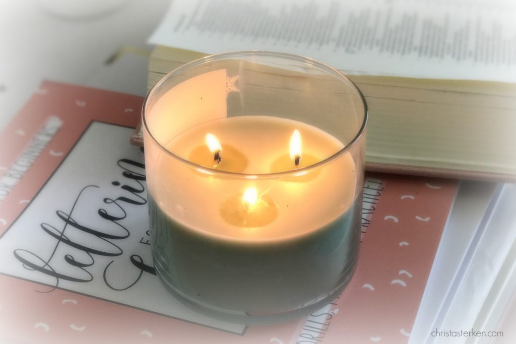 candle burning during bible reading
