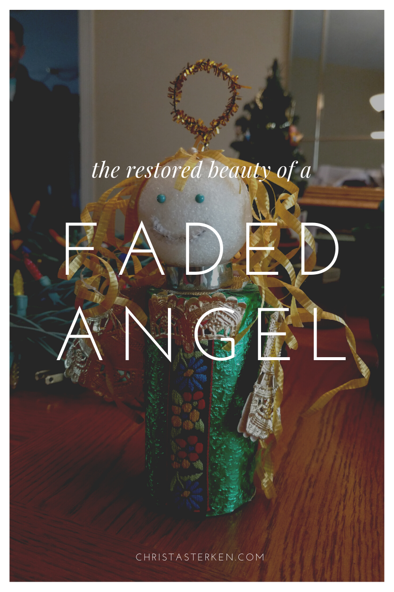 Homemade Christmas angels and restored beauty