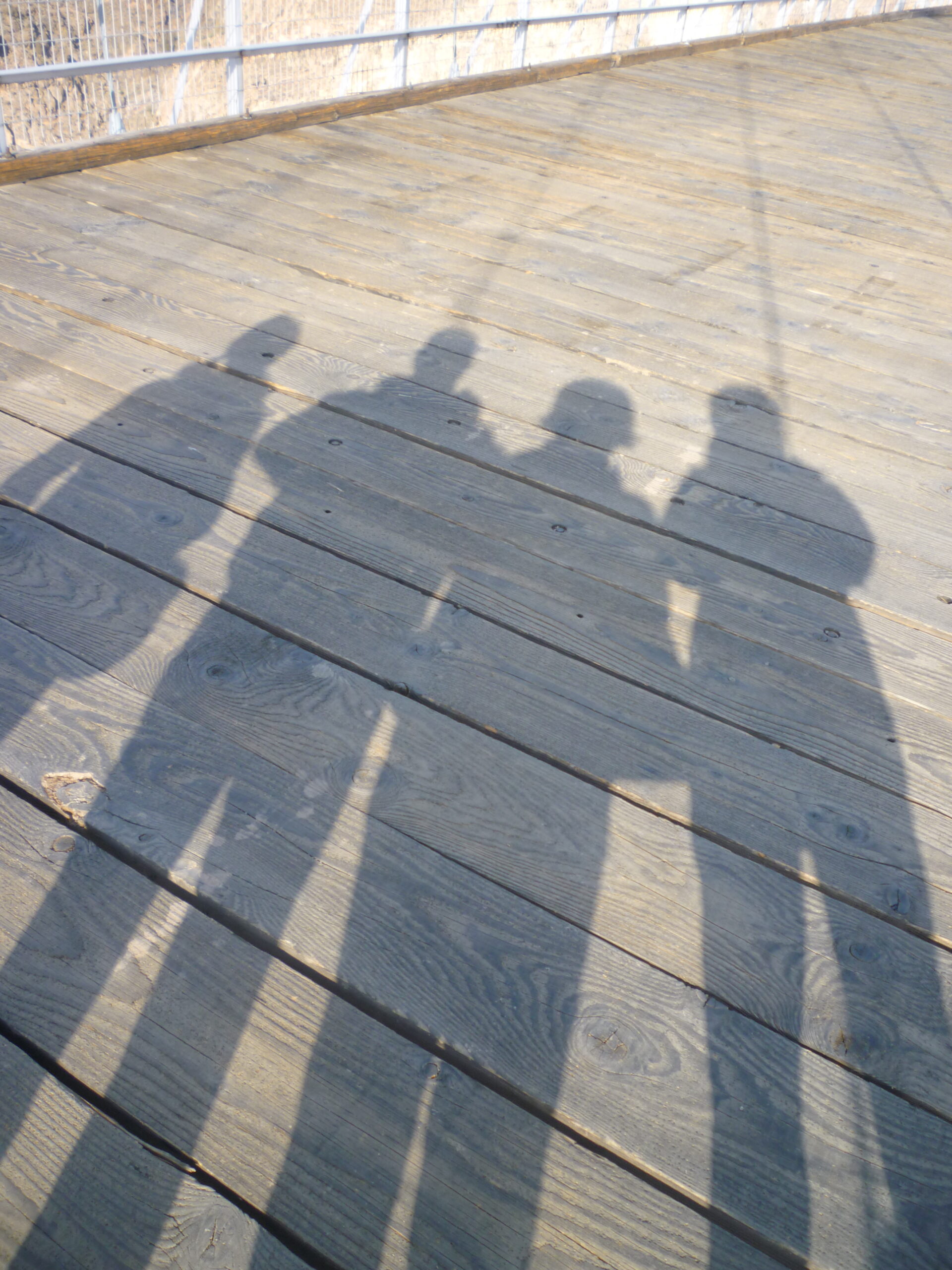 shadow of a family on a bridge