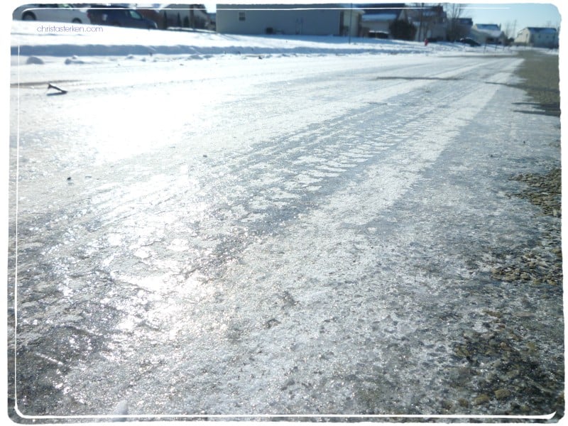 an ice covered street