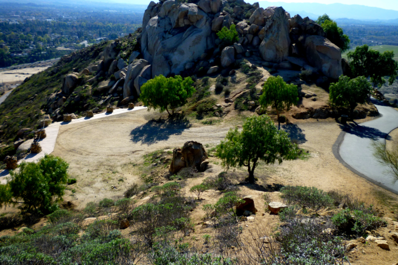 looking down the mountain at the steep path