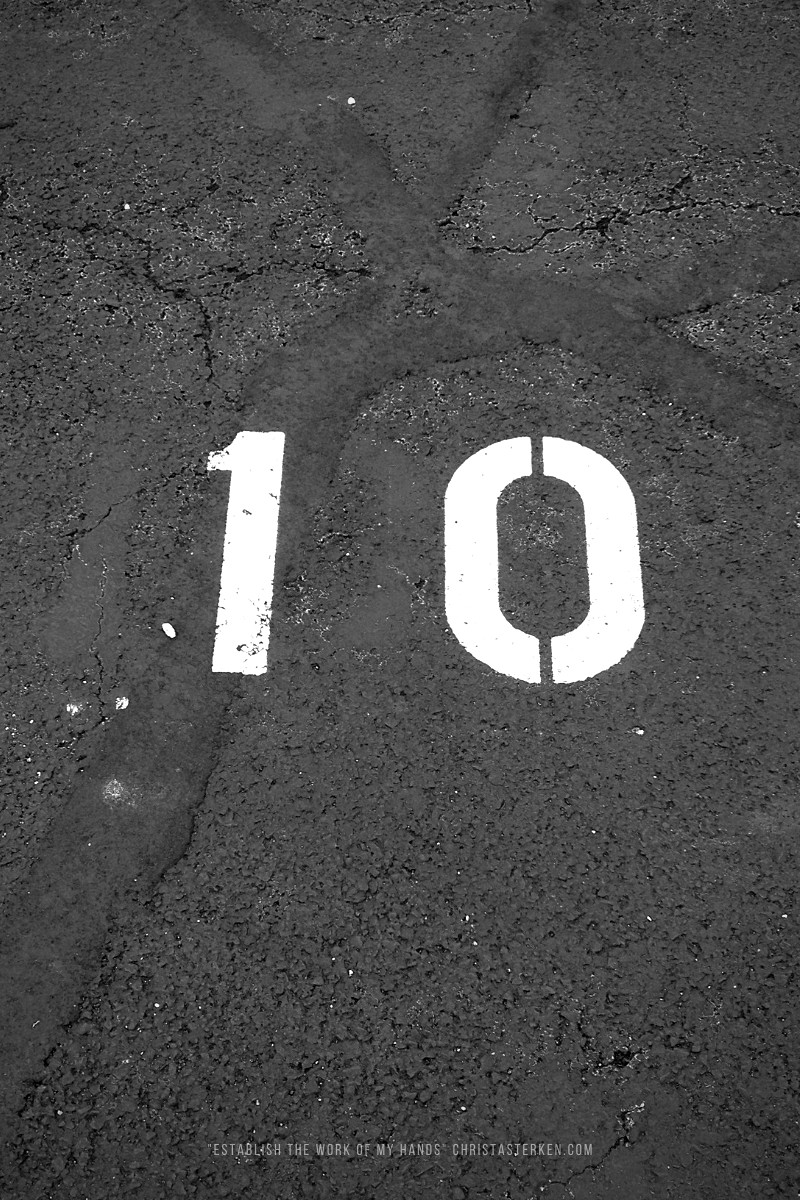 the number 10 in a parking lot