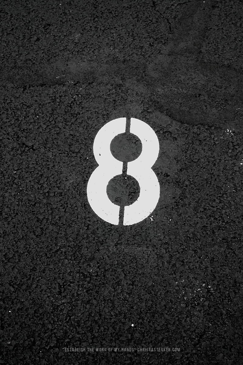 the number 8 in parking lot