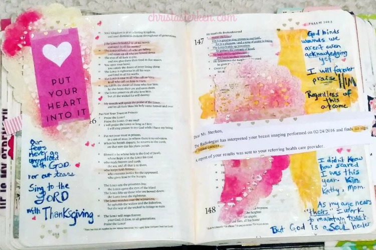 bible journaling about breast cancer