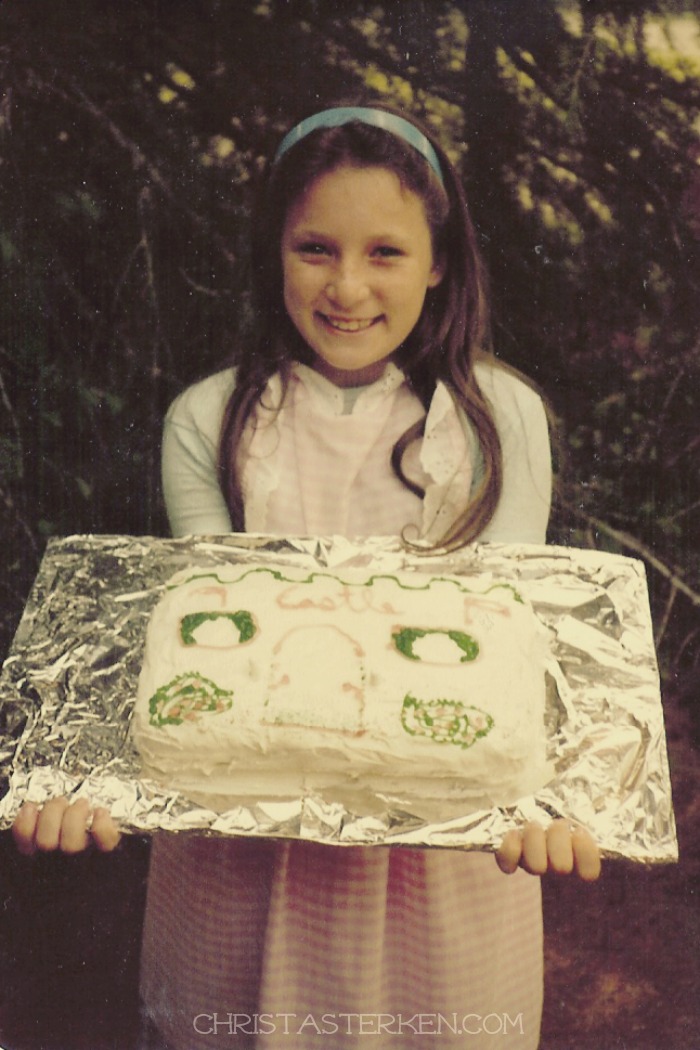 little girl with homemade cake