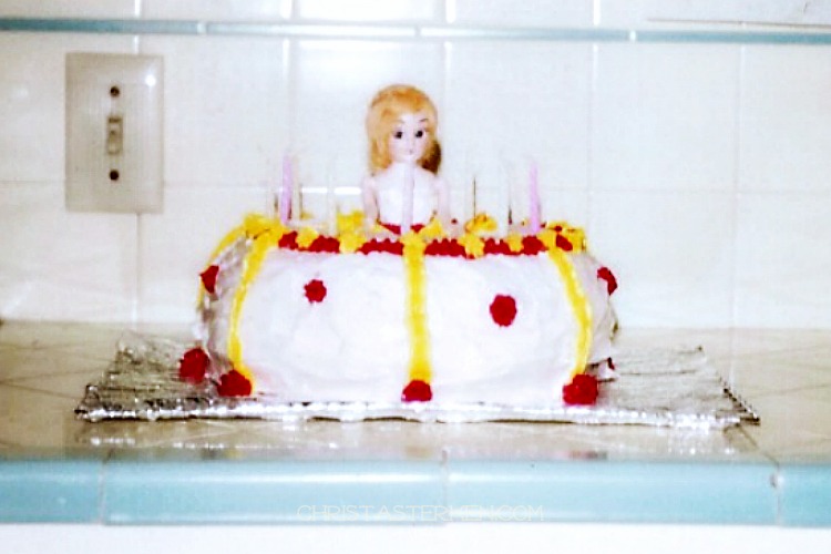 vintage doll birthday cake