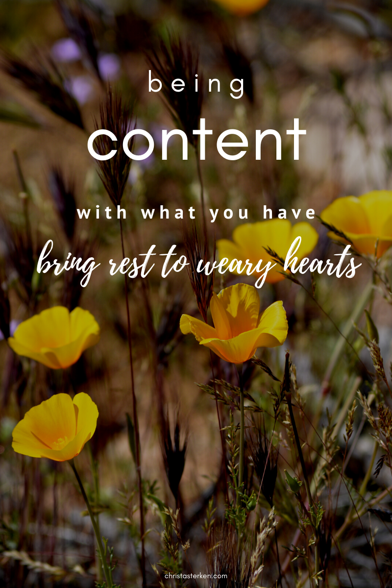 Being content with what you have brings rest to weary hearts