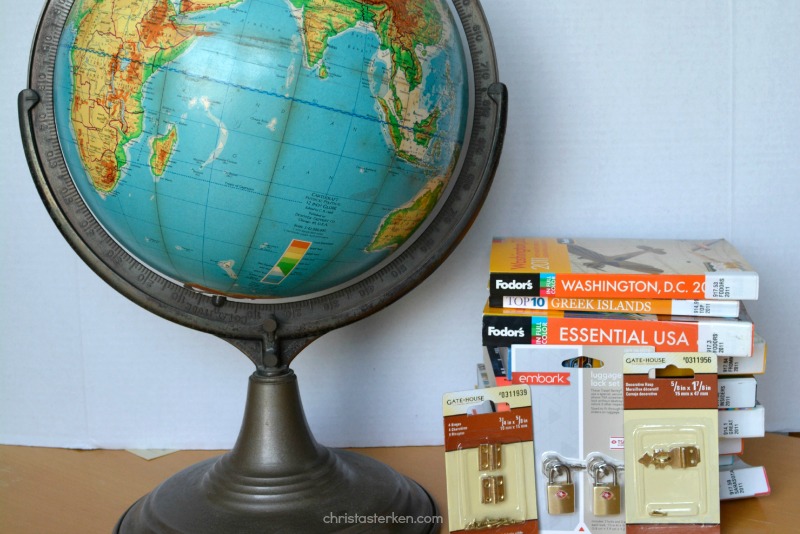 vintage globe and travel books