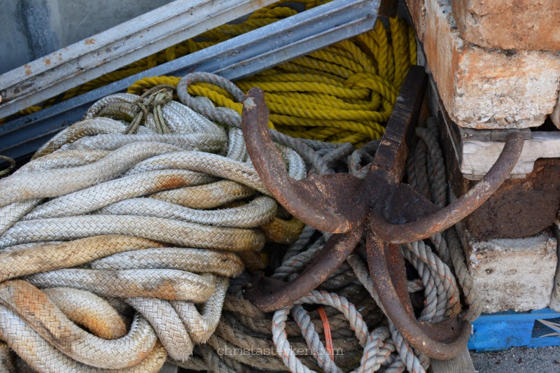 fishing lines on pier