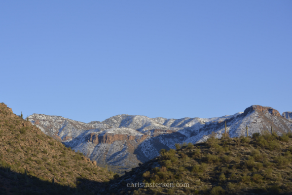 snow on desert mountains