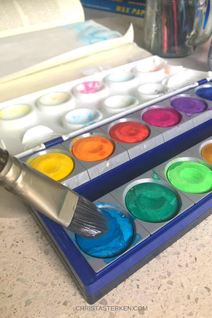 watercolor palette of paints