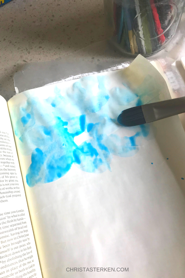 watercolor painting in bible journal