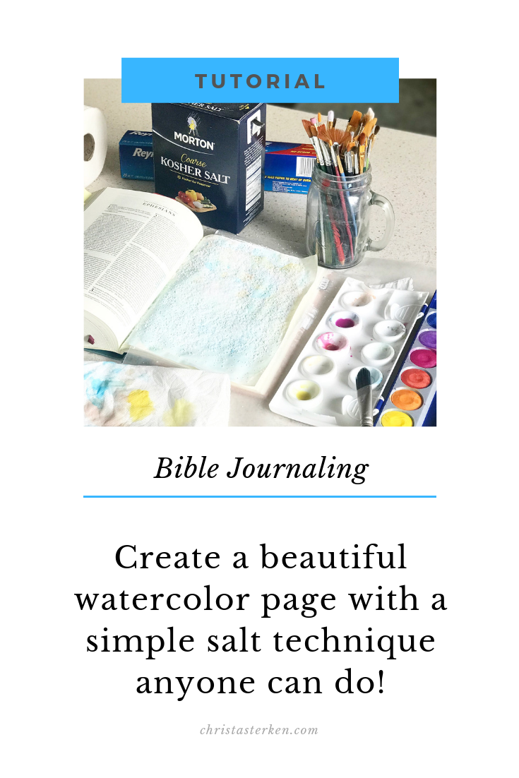 Simple Bible Journaling ideas with watercolor salt resist