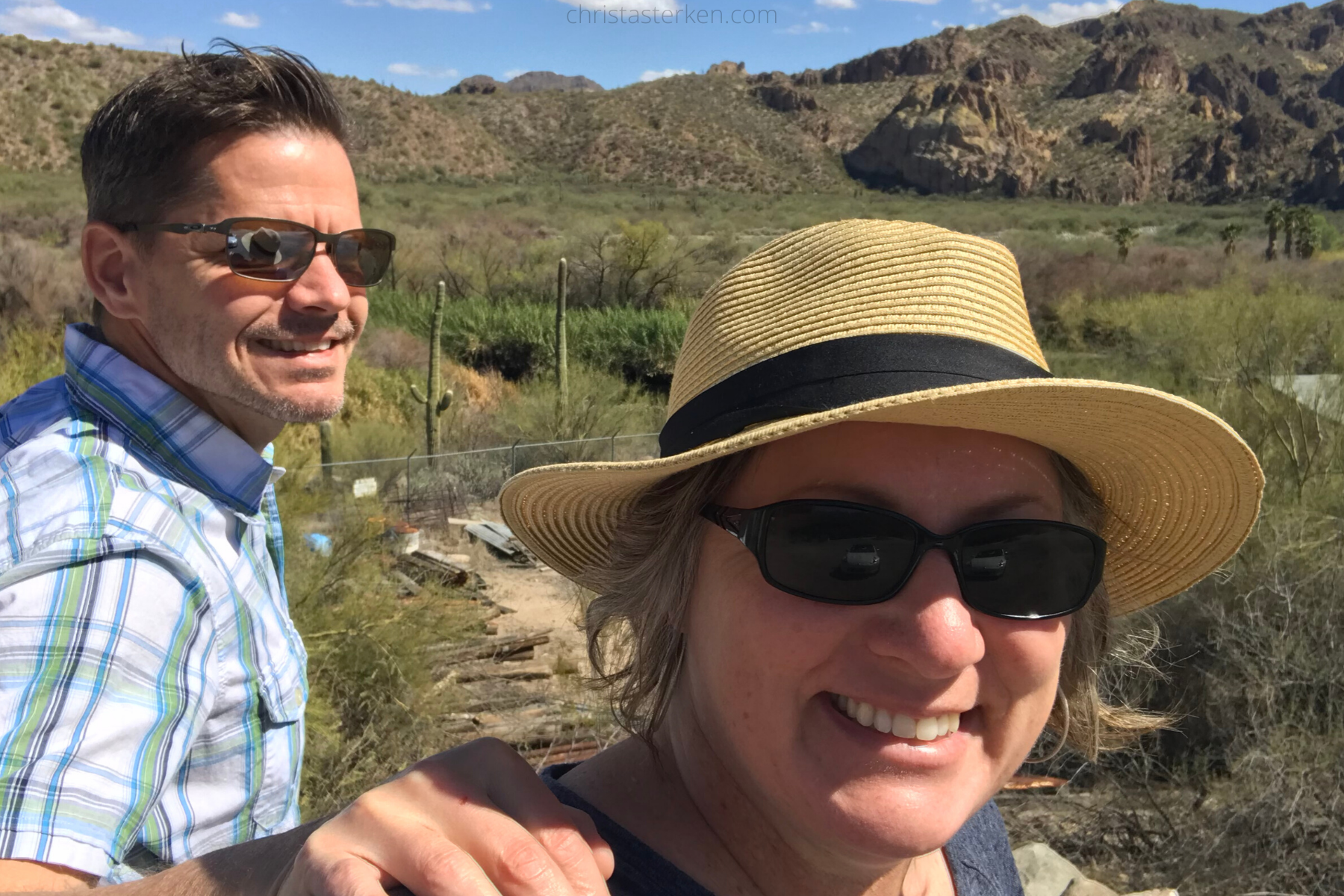 couple in the desert hiking