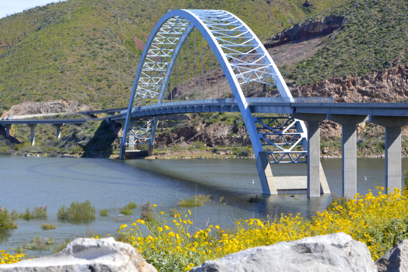 bridge crossing lake