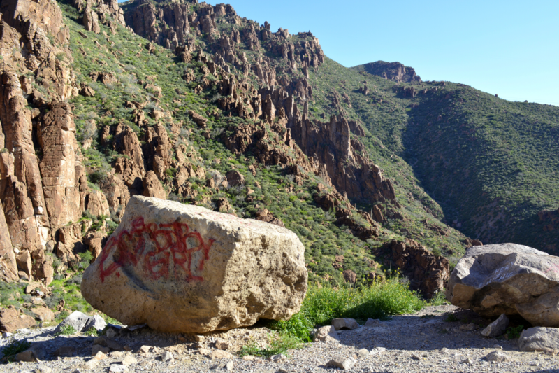 graffiti on canyon rock