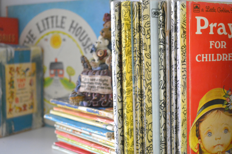 vintage little golden books on shelf