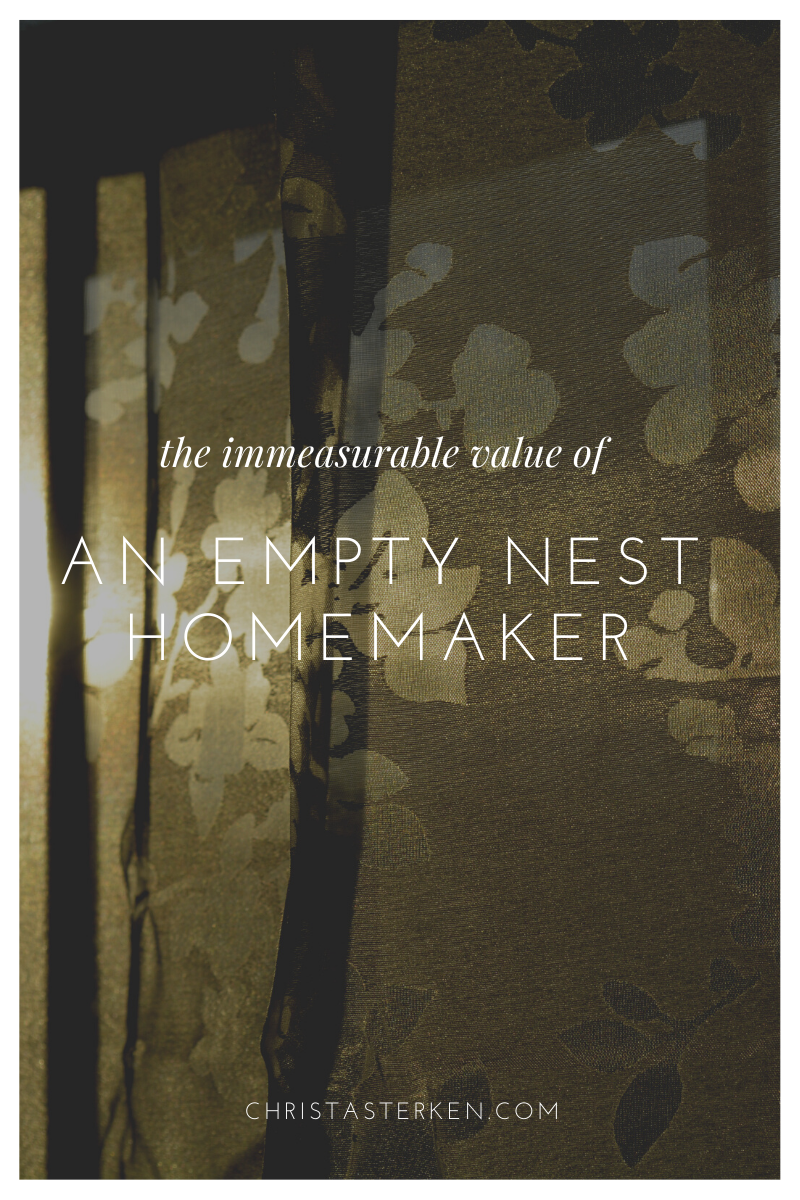 An empty nester homemaker and her immeasureable value