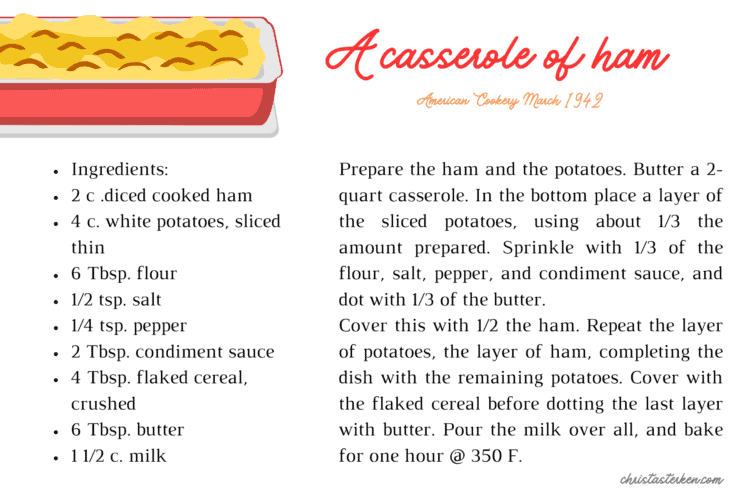 Vintage Recipes- A casserole of ham 