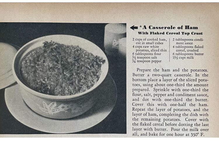 Vintage Recipes- A casserole of ham